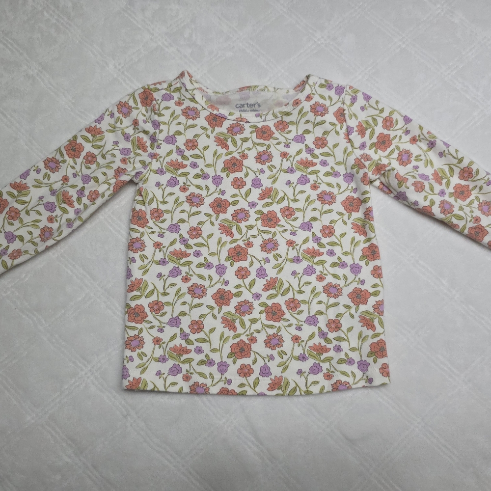 Carter's White Long-Sleeve Top with Pink and Orange Floral Print